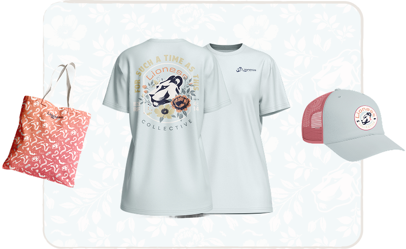 Lioness-Merch Lioness Collective T-shirts. hats, bags